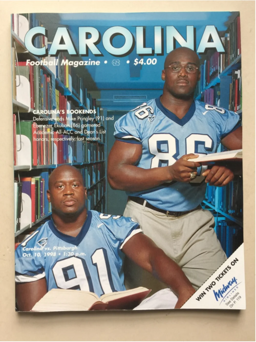 1998 CAROLINA, Football Magazine, UNC Tar Heels, Carolina VS Pittsburgh